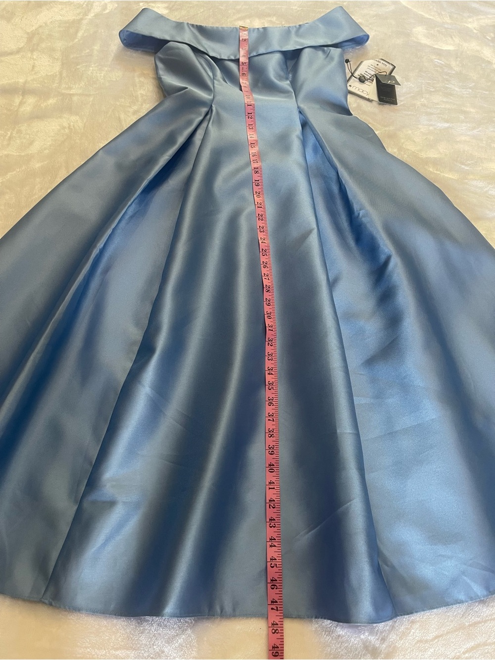 Adrianna Papell 👑🩵✨ Cinderella Blue Mikado Tea Length Midi Dress Old Money - Picture 15 of 16